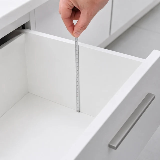 Measure the usable internal height of a dental drawer from the drawer bottom to the usable top edge.