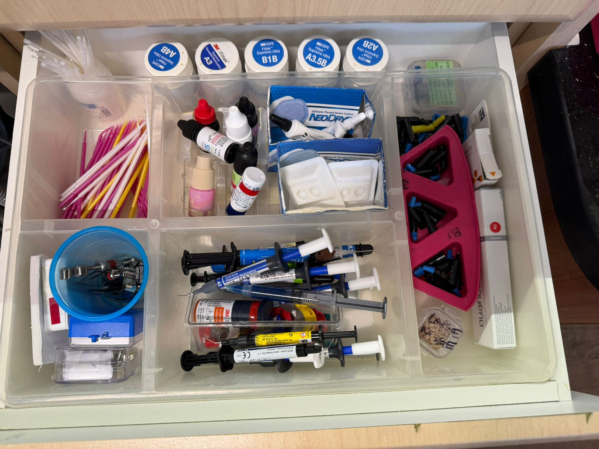 Restorative dental materials drawer before organization