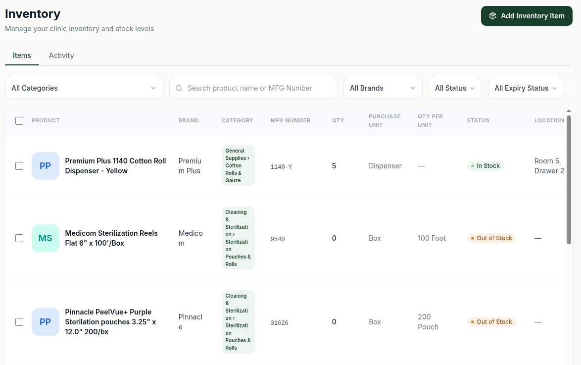 Interface de gestion des stocks SupplyHub